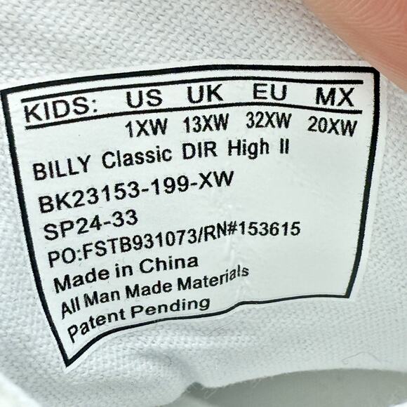 Billy Kids Classic DR High II Sneaker US 1 Extra Wide EU 32 Multi-color NIB - Picture 13 of 13